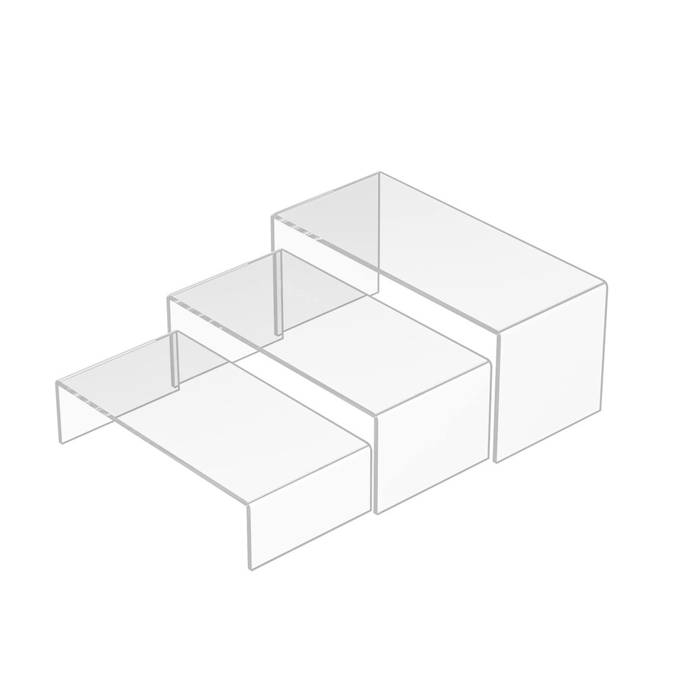 Clear Riser Shelf 3pcs, Desktop Rectangular Acrylic Display Shelves Organizer...