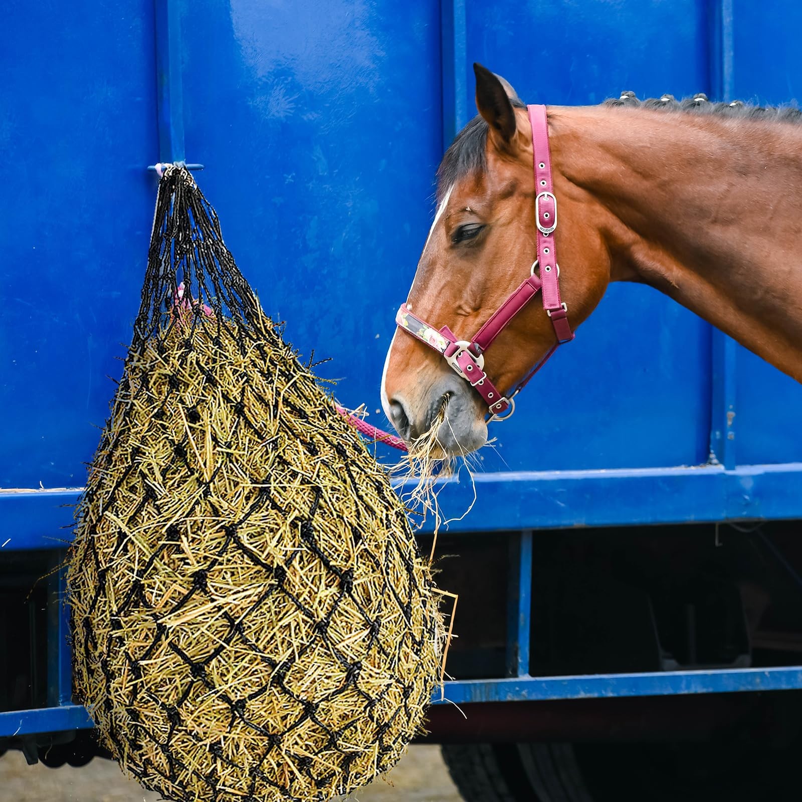 40" Hay Net Nylon Rope for Horses Goat Sheep Hanging Slow Feed Hay Bag 2 pcs
