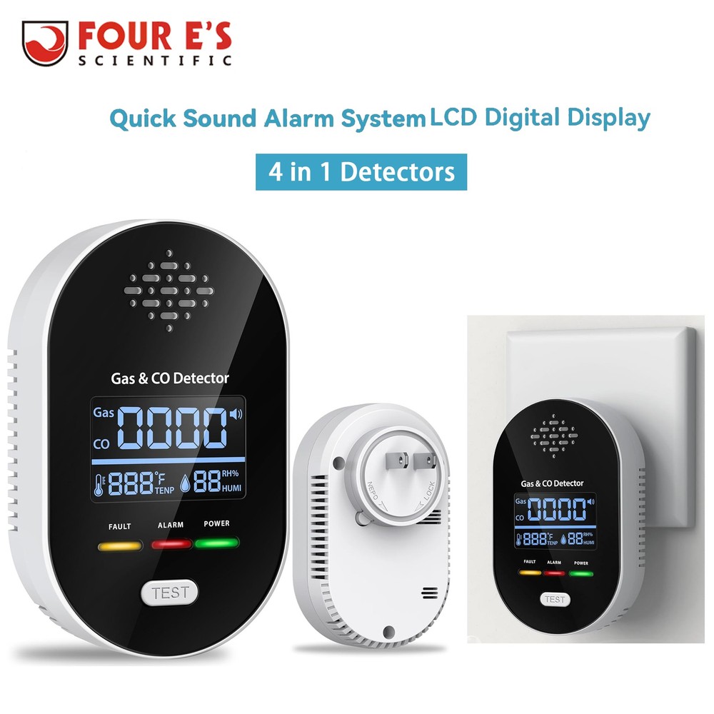Carbon Monoxide Detector Warning Alarm Sensor Temperature Humidity Display Plug