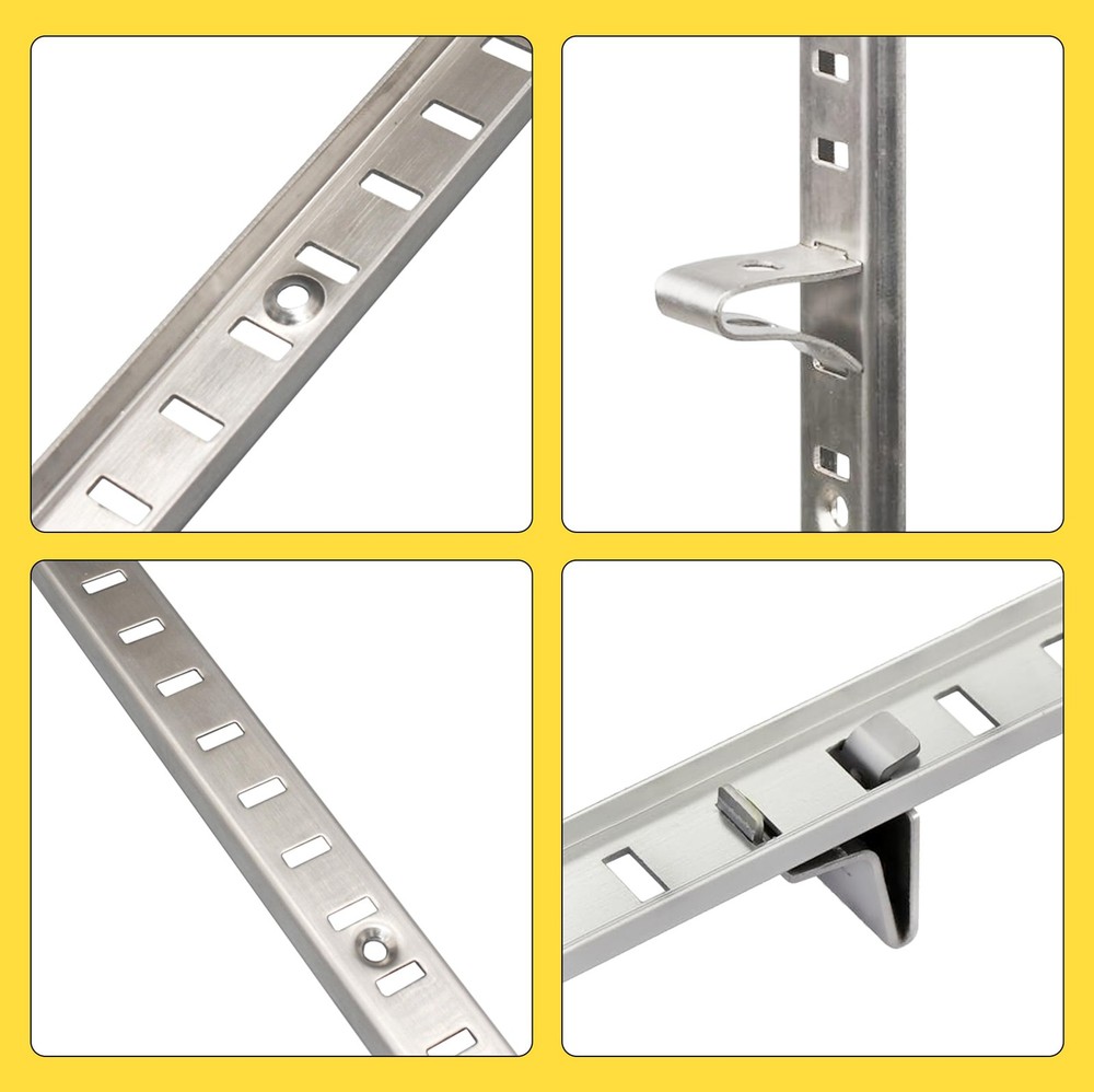 Adjustable Shelf Bracket 40 Inch 8 Pack Silver Shelf Pilaster Strips Shelf Ra...