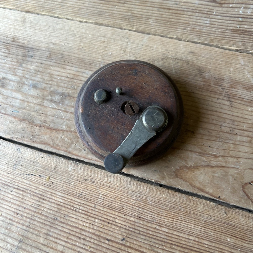 Antique In-Line Electrical Switch Wall Mount Oak Backplate
