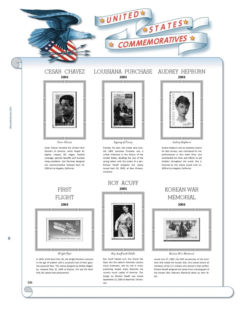 2003 U.S. Commemorative Singles COMPLETE Supplement (White Ace Alternative)