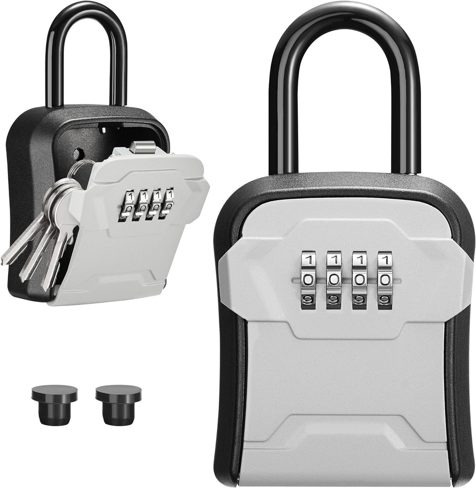 Key Lock Box – Wall Mount & Portable Combination Lockbox, Gray, 1 Pack