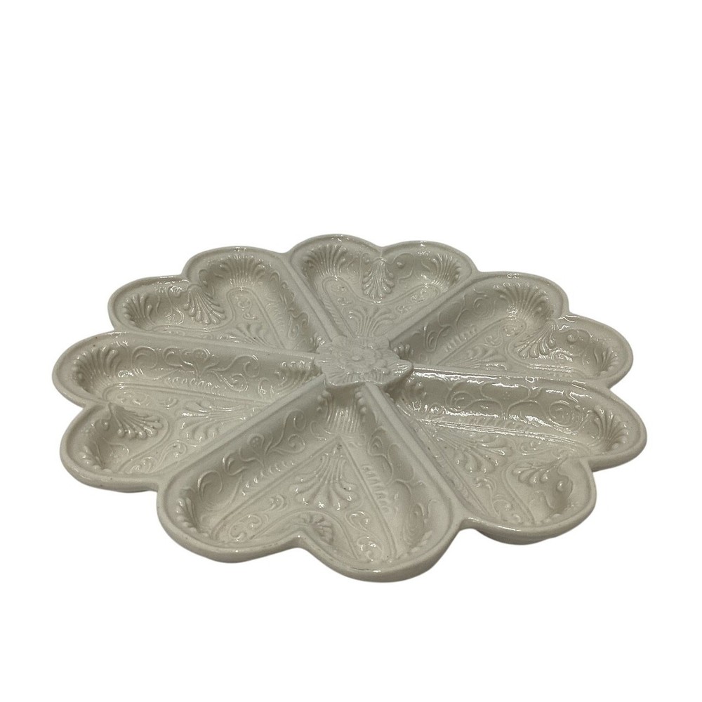 Ceramic Deviled Egg Platter 12 Slot Cream