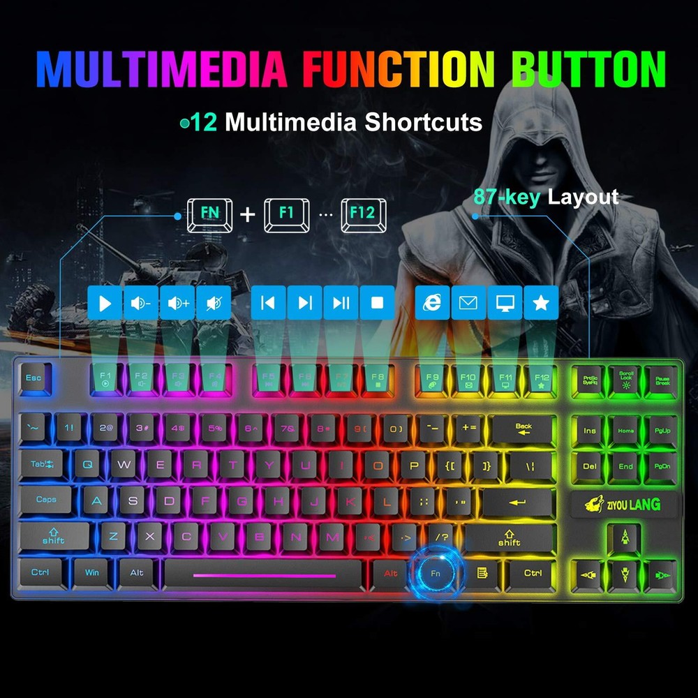 Wireless Rainbow Backlit Gaming Keyboard and Mouse Combo for PS4 Xbox PC MAC
