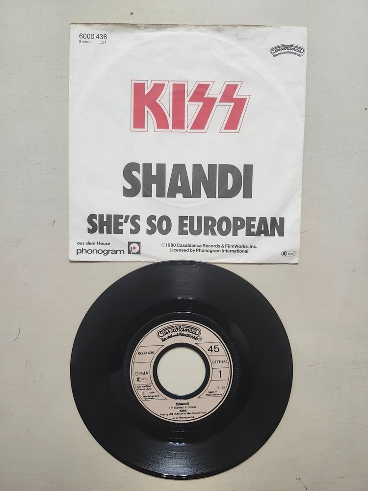 KISS RARE Germany 1980 Shandi / She's So European Vinyl 45 Pic Sleeve 6000 436
