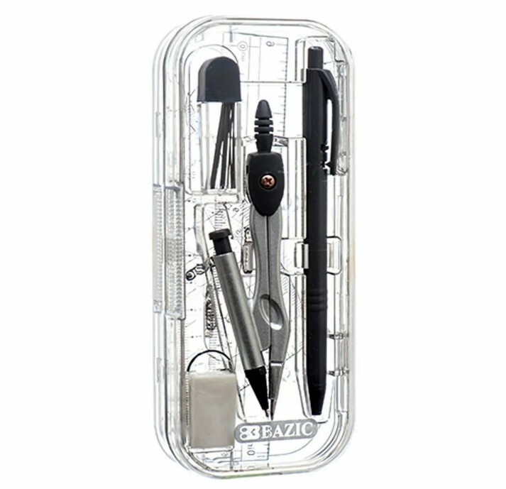 9 Piece Math Tool Sets, Rulers, Protractor, Mechanical Pencil, Compass