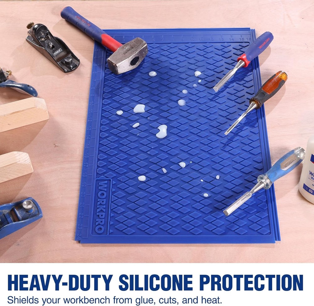 WORKPRO 2PC Silicone Workbench Pad Protector Glue Mat Non-Stick Measurement Grid