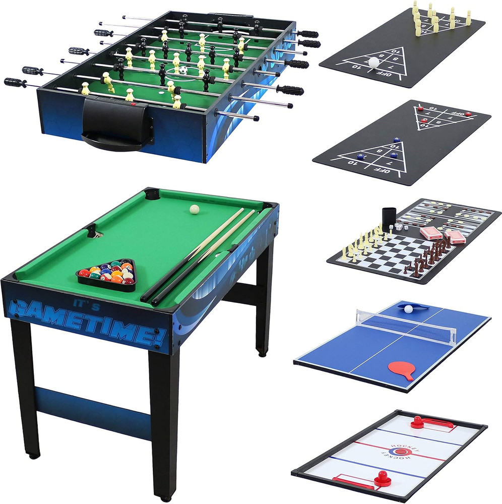 Sunnydaze 10-In-1 Game Table - Combination Multi-Game Table with Billiards, Push