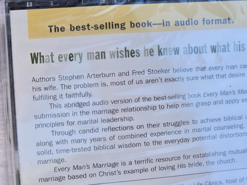 Stephen Arterburn CD Audiobook Every Man's Marriage Self Help Understand Women