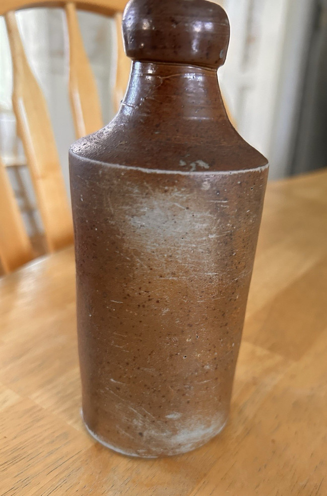 Antique Brown Stoneware Ale Beer Bottle