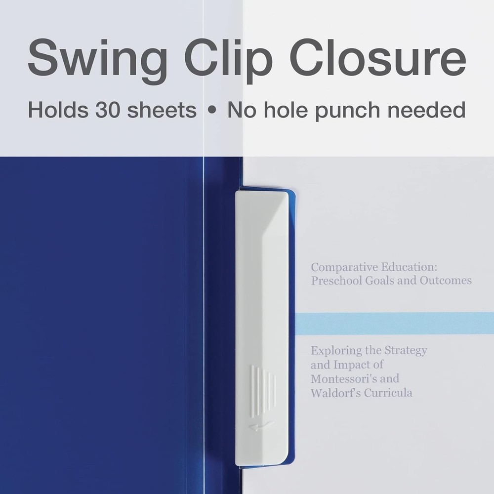 Report Cover 3 Pack Swing Clip 2 Pockets Panel Sticky Note Reminders Assorted