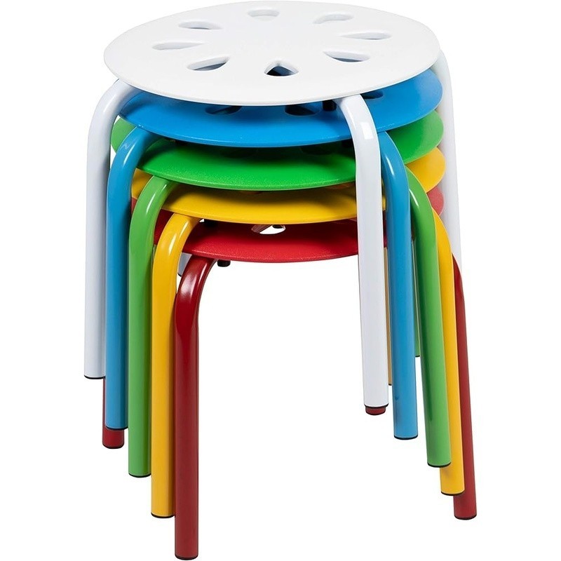 Stackable Plastic Kid Stools Set of 5 Durable Lightweight Classroom Library New