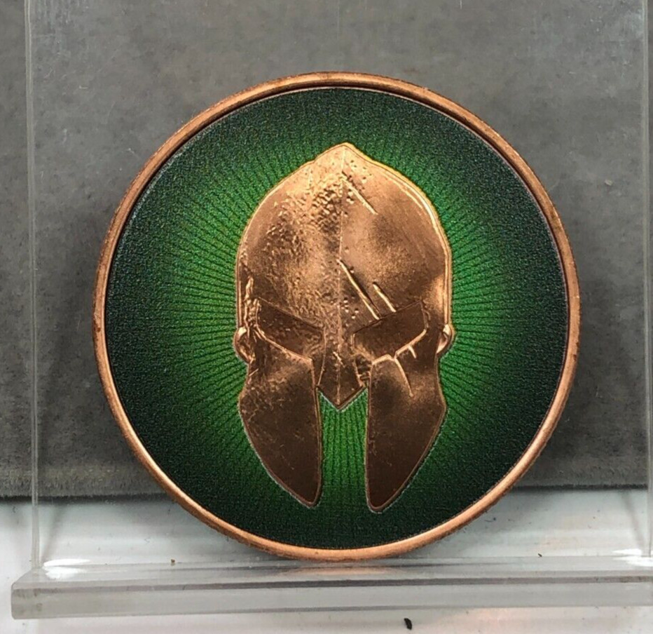 Molon Labe Warrior (Come & Take It) 1oz 999 Copper Round ~ COLORIZED