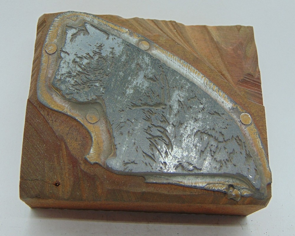 Vintage Printing Letterpress Printers Block Sitting Dog