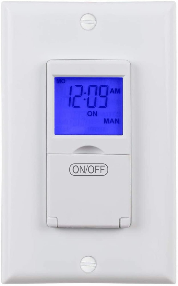 BN-LINK 7 Day Programmable In-Wall Timer Switch Digital with Blue Light, 3 way