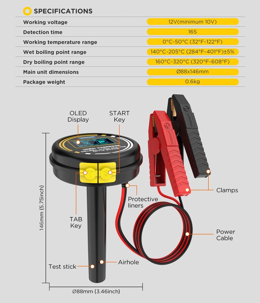 Brake Oil Boiling Point Detector Brake Fluid Testing Tool Boiling Point Tester