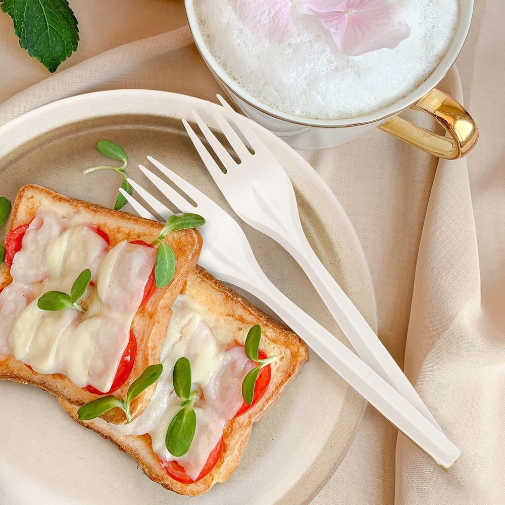 Compostable Forks 50 Count 7 Inch No Plastic Disposable Forks