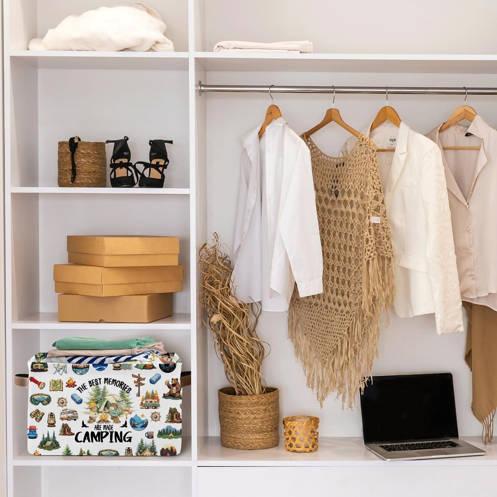 Camping Rectangle Storage Basket - Camping Themed Collapsible Storage Baskets...