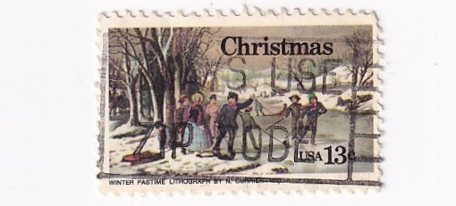 STAMP US SCOTT 1702 "Winter Pastime" 13 CENT 1976 USED FANCY CANCEL - E