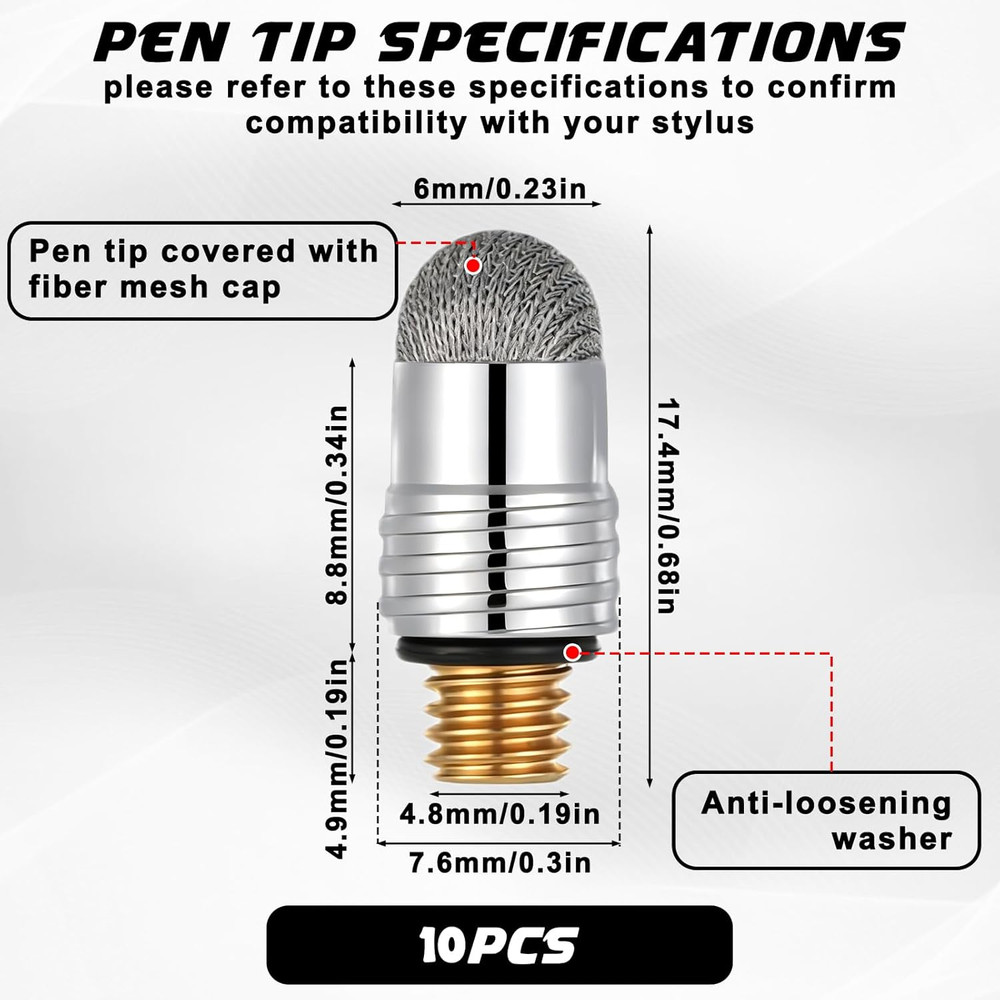 10 Pcs Fiber Mesh Stylus Tips Replacement Tips Only Replacement Fiber Tip for St