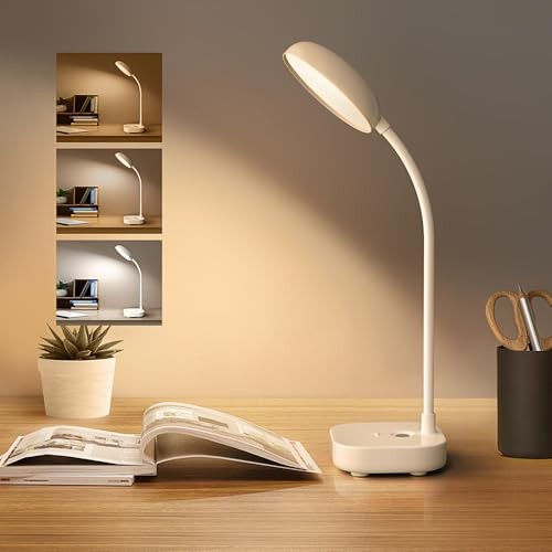 Small Battery Powered Desk Lamp,Wireless Portable Reading & Office 1 Pack White