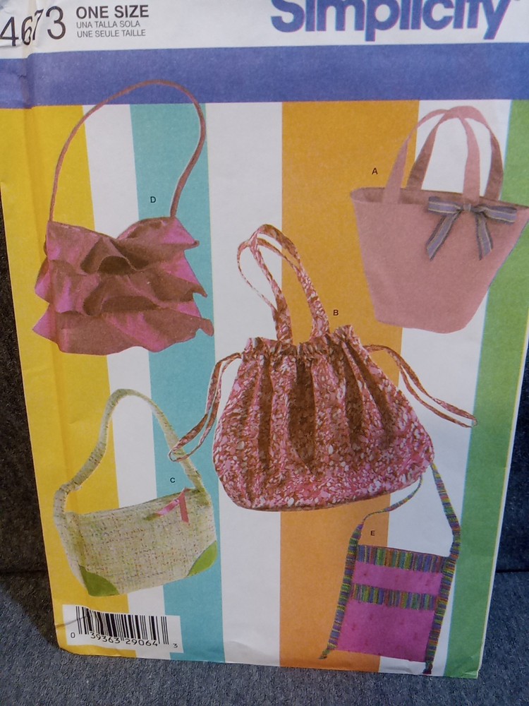 Simplicity Sewing Pattern #4673 Uncut Handbags