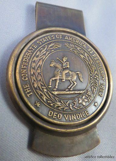 VINTAGE STYLE 1800S CSA CONFEDERATE STATES OF AMERICA MONEY CLIP BRASS Rebel USA