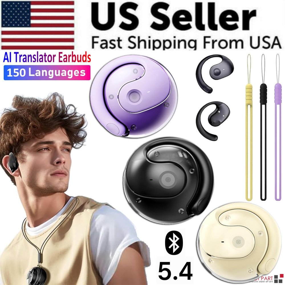 Translator Earbuds 150 Languages Real Time Translation Bluetooth 5.4 Headset US