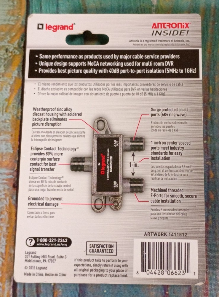 Legrand 2 Way Digital Cable Splitter - NEW