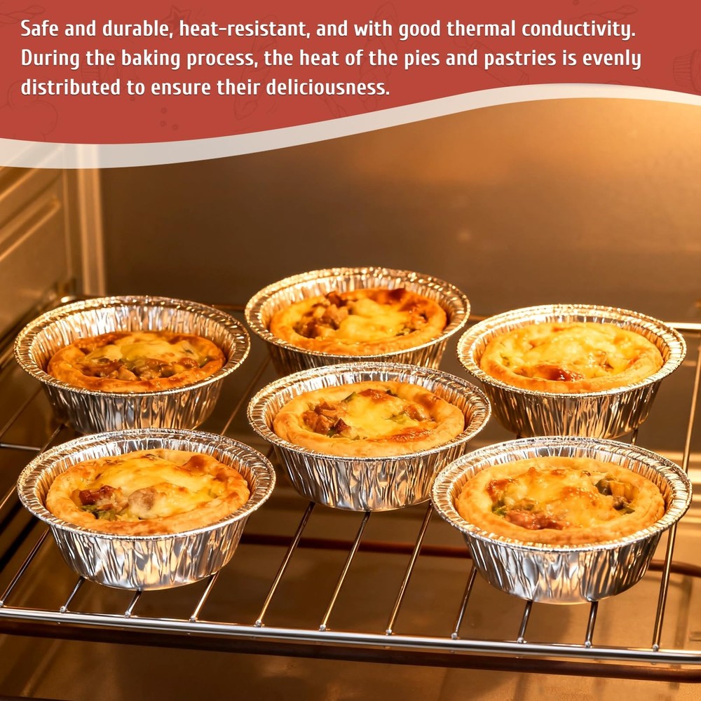 Oopsu 100 Pack 5" Round Tart Pie Foil Pans Disposable 100pack, General