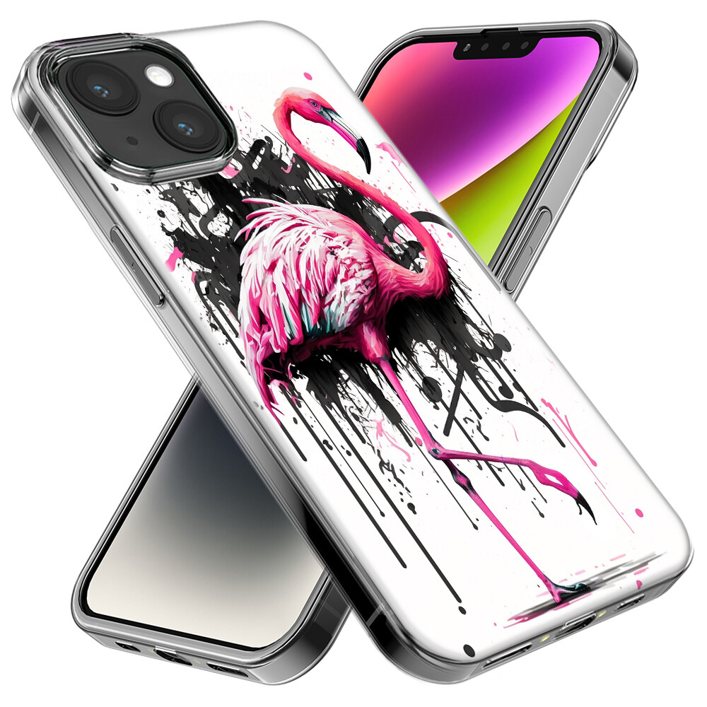 For Apple iPhone 12 Pro Max Shockproof Case Pink Flamingo Graffiti