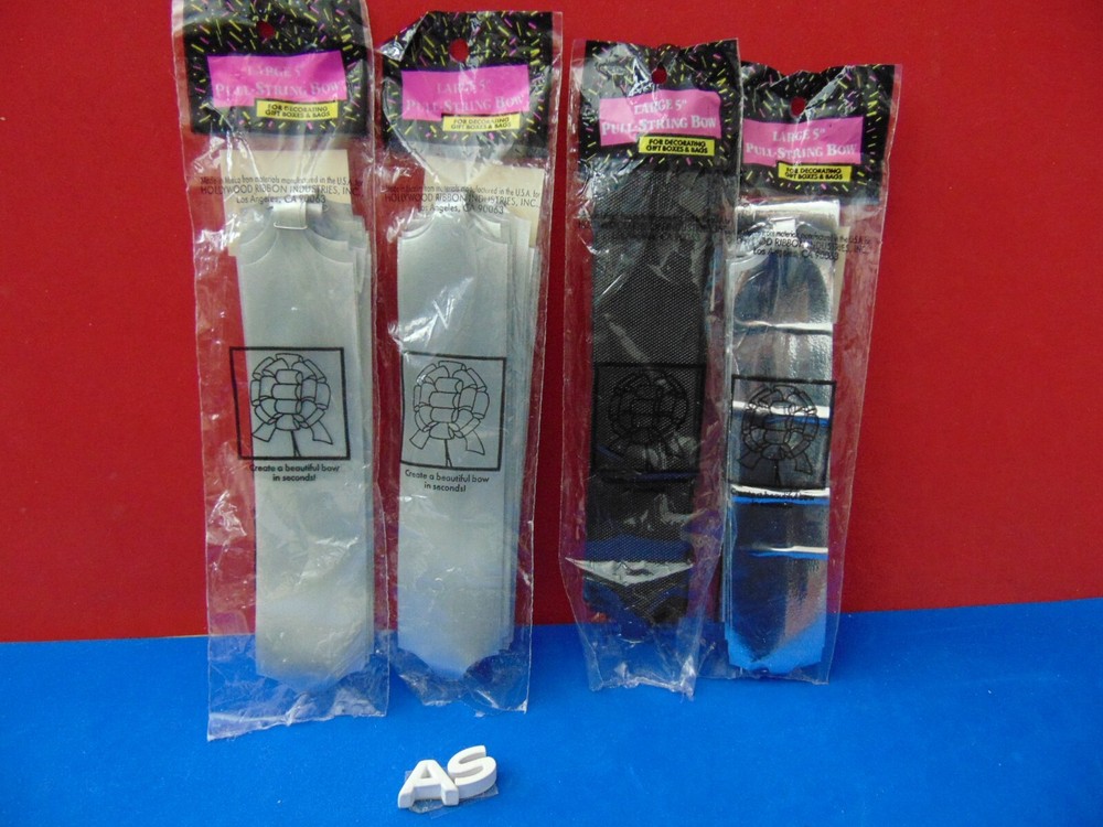 4 Pack Hollywood Ribbon Large 5" Pull String Bow New & Sealed