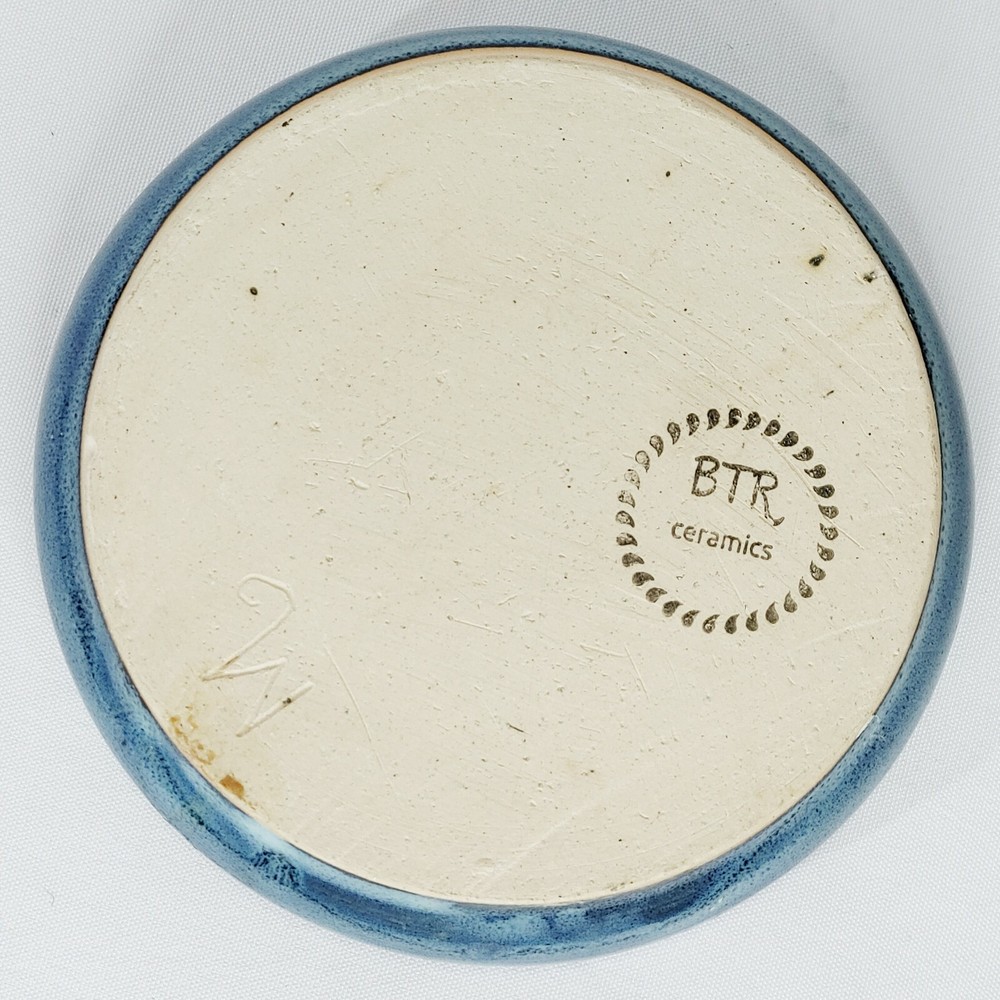 Vintage BTR Small Round Ceramic Snack Dip Tray Dish Signed 6"