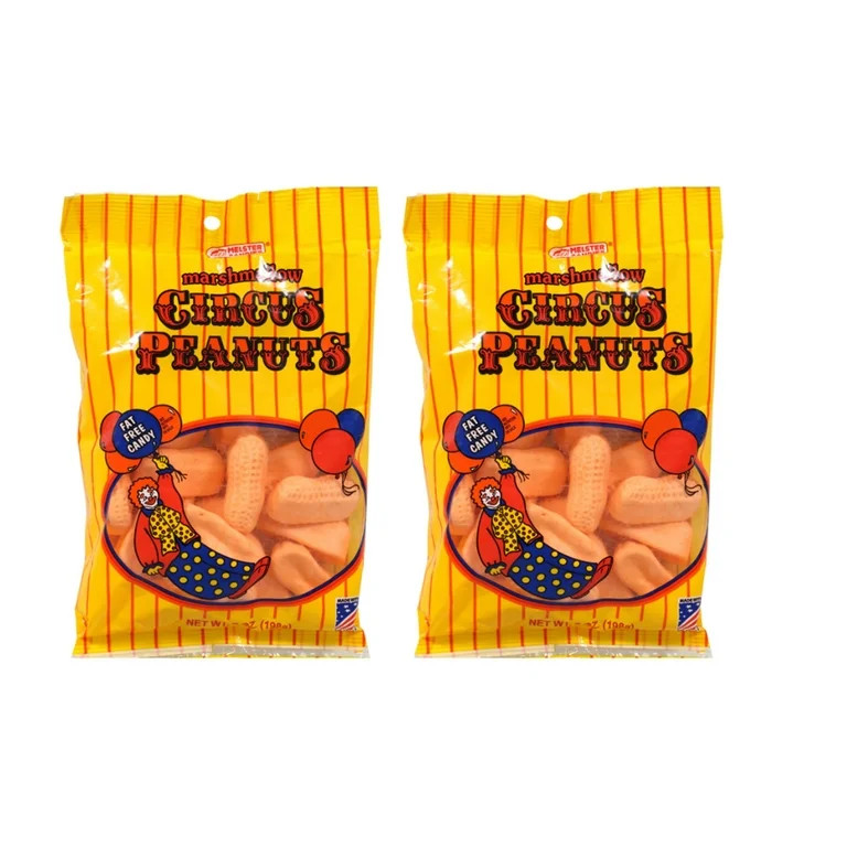 Marshmallow Circus Peanuts Candy by Melster  6 Oz  2 Pack