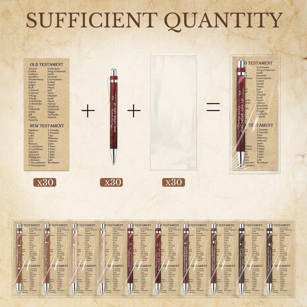 Spakon 30 Sets 60 Pcs Easter Scripture Christian Pens Bulk with Bible Bookmar...