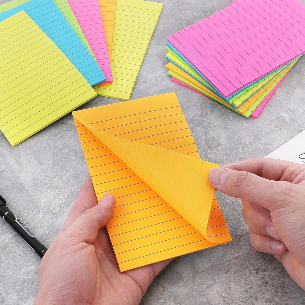 Lined Stiy Notes in Post, Lar Stiy Pads with Lines Self-Sti Note