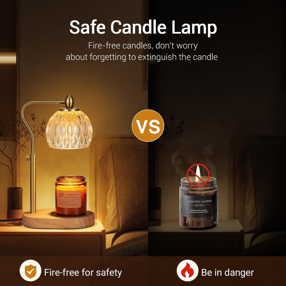 Candle Warmer, Candle Warmer Lamp with Timer & Dimmer Height Adjustable Scent...