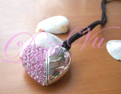 4GB PINK CRYSTAL HEART USB FLASH DRIVE MADE WITH SWAROVSKI ELEMENTS