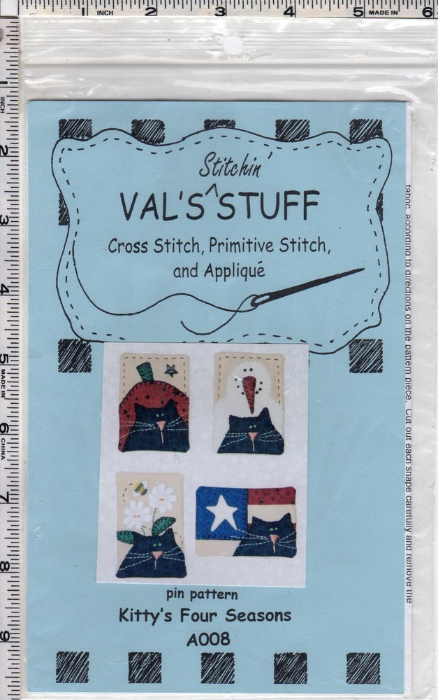 Val's Stitchin' Stuff Needlecraft Applique Pattern # A008 "Kitty's Four Seasons"