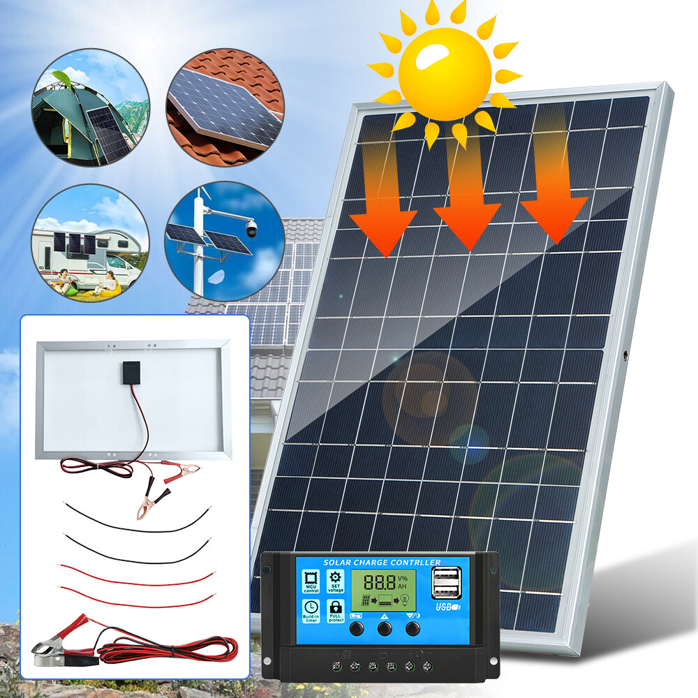4PCS Solar Panel Kit 100A 12V Trickle Charger Battery Maintainer w/ Controller