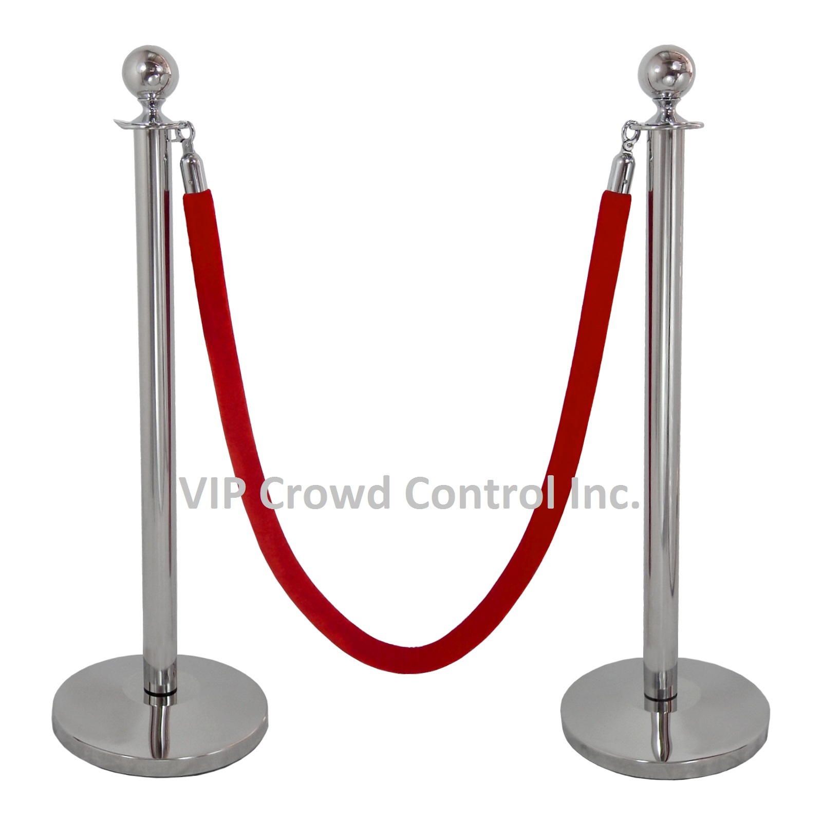 ROPE STANCHION, 10 PCS SET, CROWN TOP, MIRROR POLISH S.S. 12" DOMED BASE