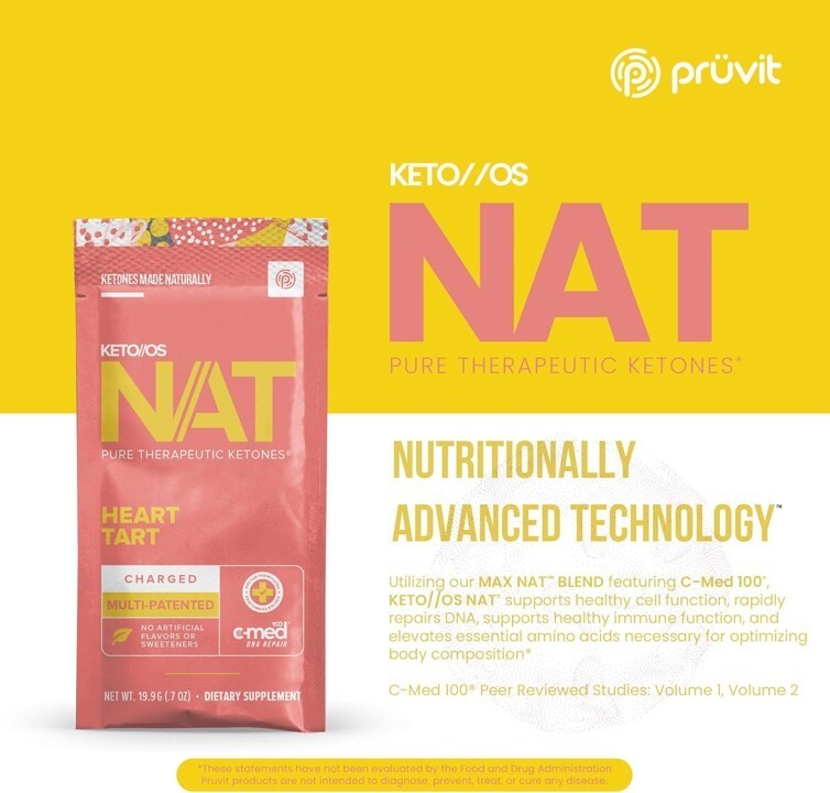 PRÜVIT Keto OS NAT Heart Tart Keto Supplements – Charged – 20 Count Exp 03/2027