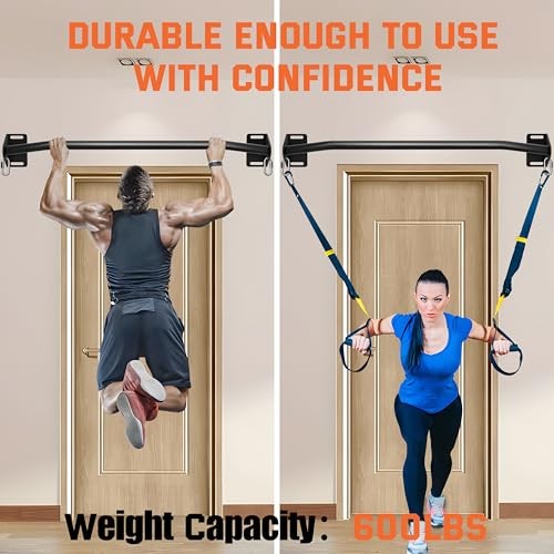 Pull Up Bar Wall Mounted-Heavy Duty Joist Mounted Pull Up Bar-Premium Black