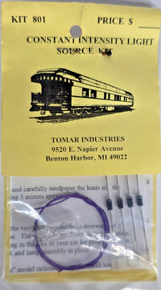 Tomar Industries HO Scale Kit 801 Constant Intensity Light Source NOS