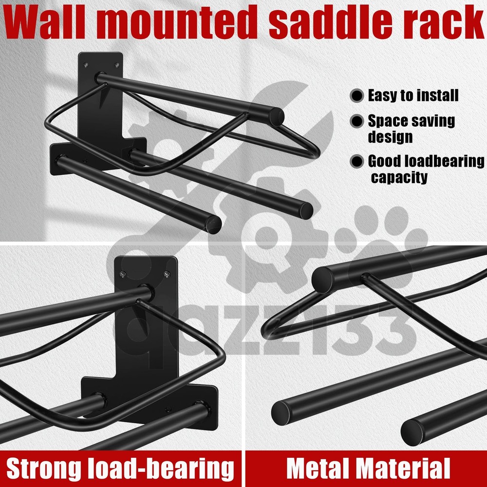 2* Heavy Duty Wall Mounted Saddle Stand Saddle Pad Saddle Pad Rack Bracket Black