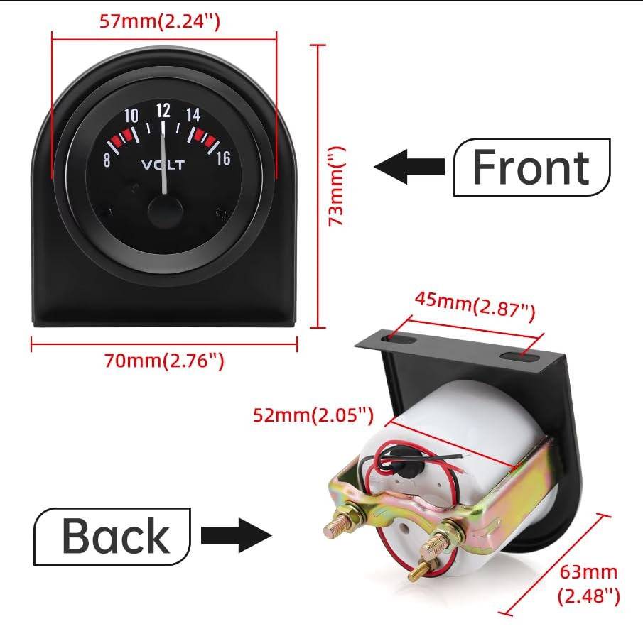 2" 52MM 12V Voltmeter,Car Mechanical Volt Voltage Meter Gauge with