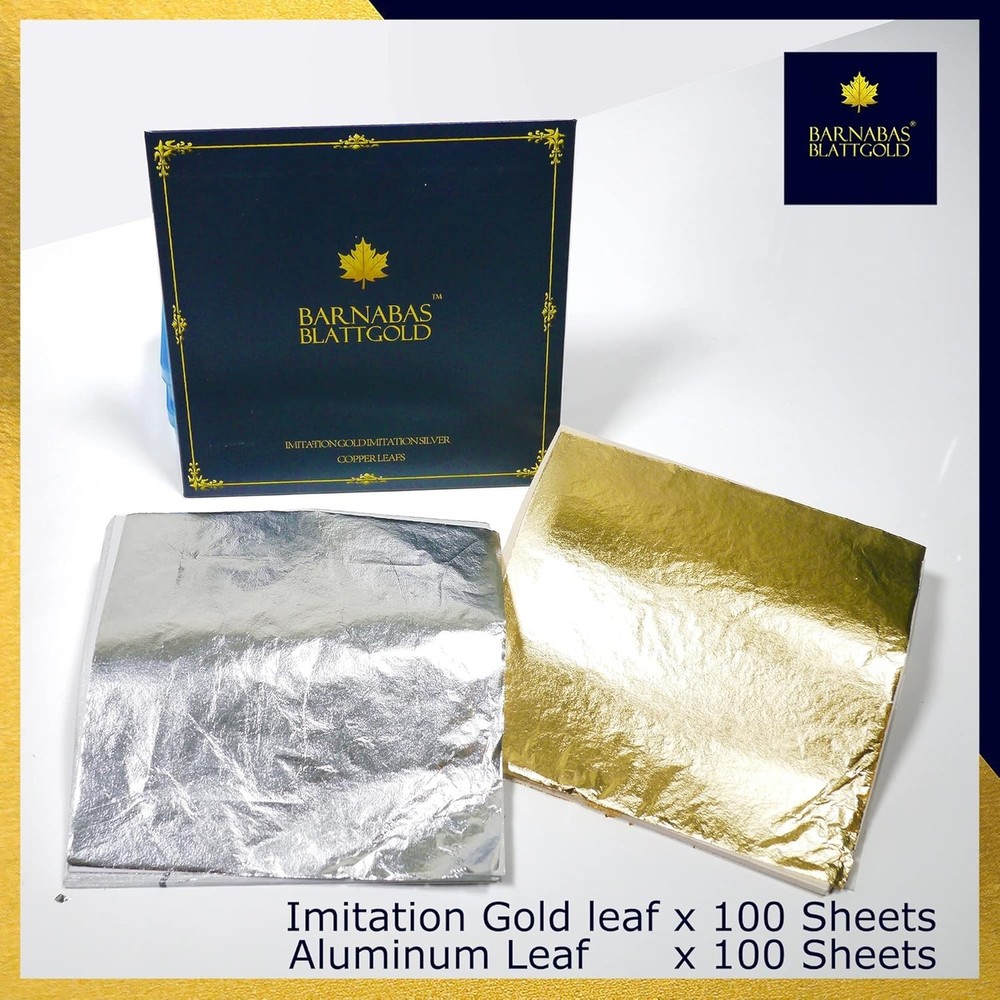 Barnabas Gilding Kit - 100 Sheets Gold/Silver Leaf, Adhesives & Tools