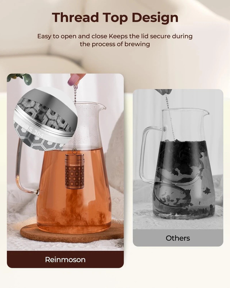 2 Pack Reinmoson Mini Tea Strainers for Loose Tea, Extra Fine Mesh Tea Infus