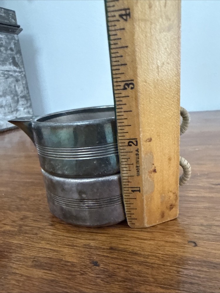 Unique Vintage 2 Piece SIlverplate Stackable Creamer And Mug